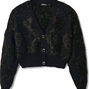 Desigual Black Textured Cardigan Sweater